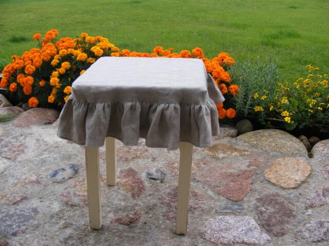 Ruffled Stool Seat Covers/Linen Chair Cover Bar Square Slipcover - image 1