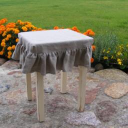 Ruffled Stool Seat Covers/Linen Chair Cover Bar Square Slipcover - thumbnail 2