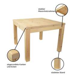 Children's Seating Group Made Of Raw Pine Wood - 1 Table L 70 X W H 63 & 4 Chairs 30 D 28 cm Made in South Tyrol - thumbnail 4