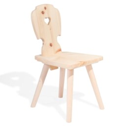 Children's Seating Group Made Of Raw Pine Wood - 1 Table L 70 X W H 63 & 4 Chairs 30 D 28 cm Made in South Tyrol