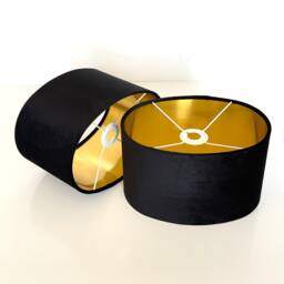 New Handmade By Order Luxury High Quality Black Velvet Fabric Lamp Shade Oval Shape Suitable For Tables & Ceilings - thumbnail 2