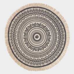 Luxury Handwoven Cotton Mandala Rug Boho Chic Geometric Print - 145cm - thumbnail 2