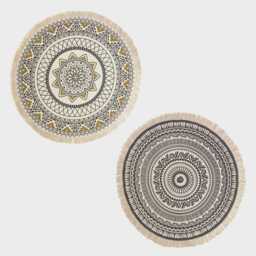 Luxury Handwoven Cotton Mandala Rug Boho Chic Geometric Print - 145cm