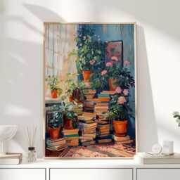 Book Nook, Lover Gift, Shelf Decor, Lover, Bookshelf Bookish Stack, Art, Wall Library Art - thumbnail 1