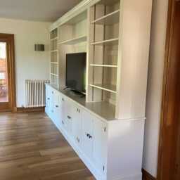 Tv/Entertainment Media Unit With Open Shelving & 4 Cupboards, Edwardian Style Shaker Doors, Free Standing, Painted - thumbnail 3
