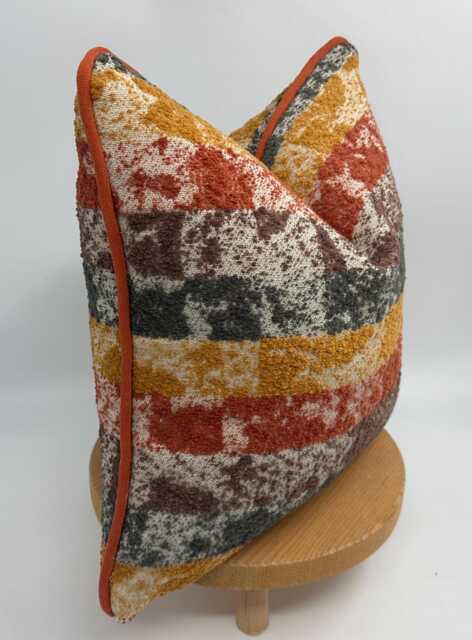 Terracotta Boucle Pillow Cover, Orange Chenille Piping, Fall Decor, 20x20 - image 1