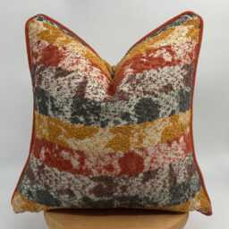 Terracotta Boucle Pillow Cover, Orange Chenille Piping, Fall Decor, 20x20 - thumbnail 3
