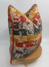 Terracotta Boucle Pillow Cover, Orange Chenille Piping, Fall Decor, 20x20