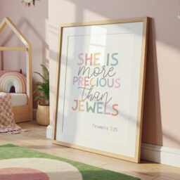 Christian Wall Art, Girls Nursery Print, Bible Verse Bedroom Decor, Pastel Prints, Playroom, Baby Girl Gift, Art - thumbnail 3