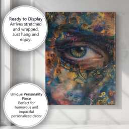 Abstract Golden Blue Green Human Eye Mixed Media Canvas Wall Art Print Decor Picture Ready To Hang - thumbnail 3