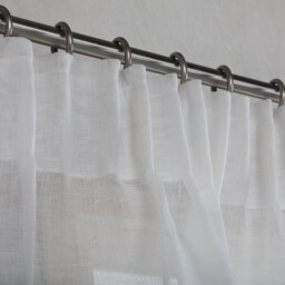 Linen Curtain-Linen Panel in White Color With Pencil Pleats- Sheer Curtain - Drapes Width 35'' - 90cm X Custom Length - thumbnail 2