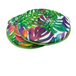Set Of 2 Tropical Leaves Bistro/Round/Bar Seat Pads - thumbnail 3