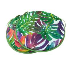 Set Of 2 Tropical Leaves Bistro/Round/Bar Seat Pads - thumbnail 2