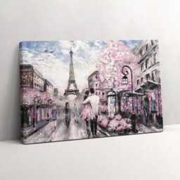 Paris & The Eiffel Tower Canvas, Wall Art Picture, Pink Decoration, Travel Canvas - thumbnail 2
