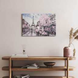 Paris & The Eiffel Tower Canvas, Wall Art Picture, Pink Decoration, Travel Canvas - thumbnail 3