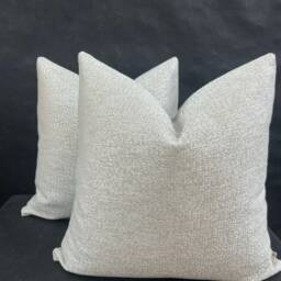 A Pair Of Zinc Luxury Designer Plain Textured Silver Neutral Weave Cushion Pillow Throw Cover - thumbnail 2