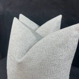 A Pair Of Zinc Luxury Designer Plain Textured Silver Neutral Weave Cushion Pillow Throw Cover - thumbnail 3