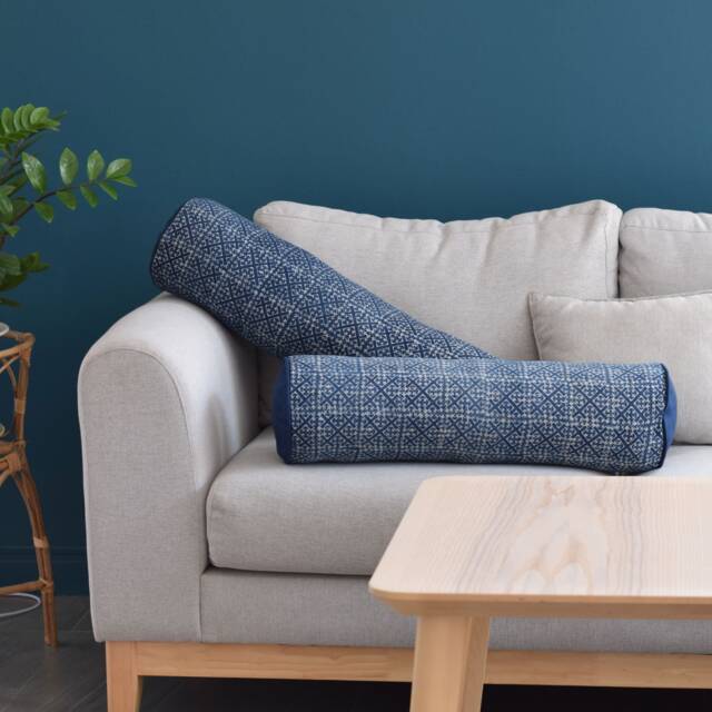 Hmong Indigo Batik Bolster Pillow Handspun Cotton Yoga Cushion - image 1