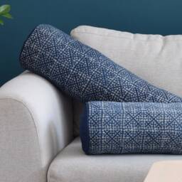 Hmong Indigo Batik Bolster Pillow Handspun Cotton Yoga Cushion - thumbnail 2