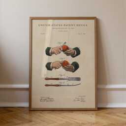Orange Peeler Patent Print Hand-Painted Watercolor Cook Chef Art Print - thumbnail 1