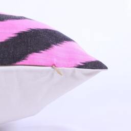 Ikat Silk Velvet Pillow 16x24 - Handmade Boho Cushion Cover Turkish Home Decor Accent - thumbnail 2