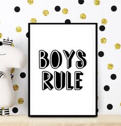 Boys Rule Print, Bedroom Prints, Monochrome Wall Art, Gifts, Teen Room Decor, Room Little Man Cave 243 - thumbnail 1