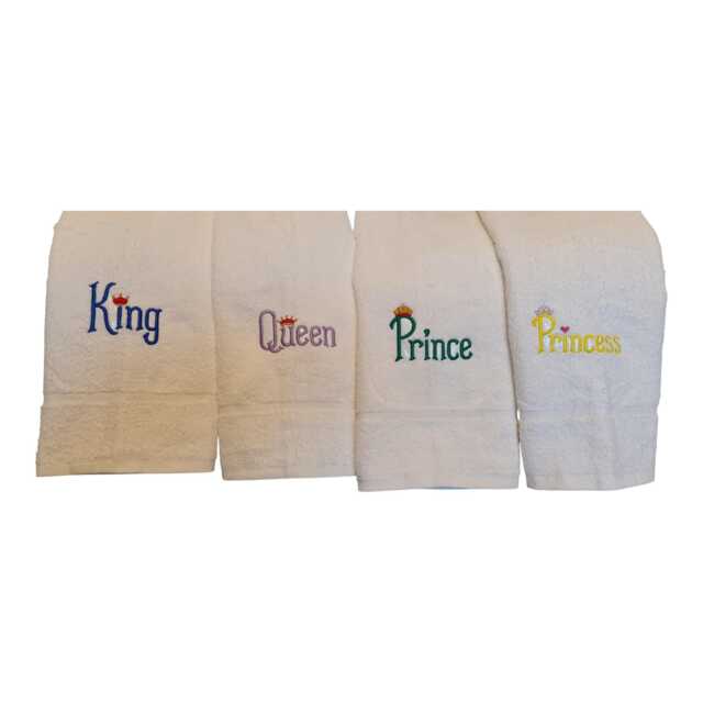 Embroidered King/Queen/Prince/Princess Hand Towel - image 1