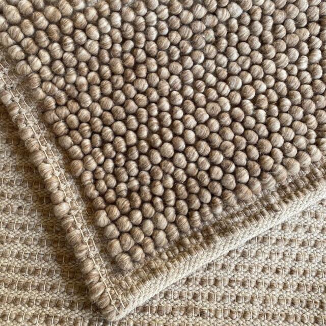 Cozy Beige Wool Rug With Custom Options - Handwoven Chunky Loop Style/Cream Thebrothersisterco - image 1