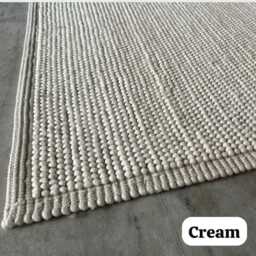 Cozy Beige Wool Rug With Custom Options - Handwoven Chunky Loop Style/Cream Thebrothersisterco - thumbnail 4