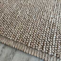 Cozy Beige Wool Rug With Custom Options - Handwoven Chunky Loop Style/Cream Thebrothersisterco - thumbnail 3