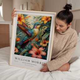 William Morris Print, Art, Exhibition Poster, Birds Morris, Blue, Hummingbird, Art Wall - thumbnail 2
