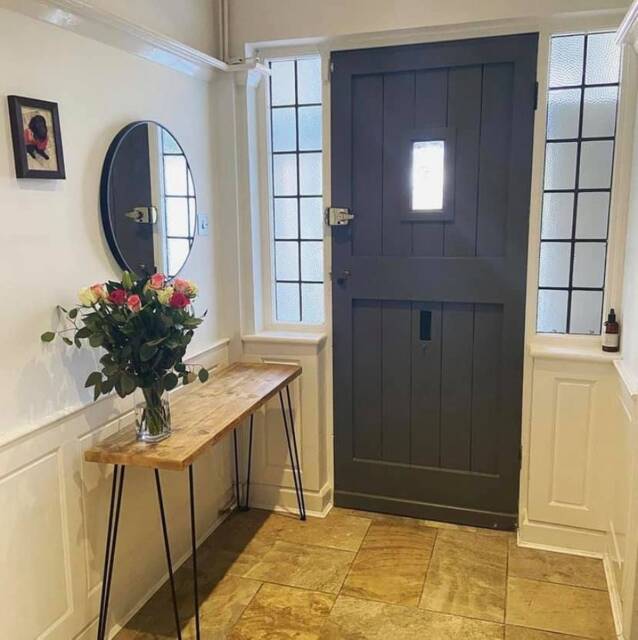 Rustic Console Table Reclaimed Scaffold Board With Black Hairpin Legs - image 1