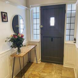 Rustic Console Table Reclaimed Scaffold Board With Black Hairpin Legs - thumbnail 1