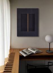 Zen Canvas Wall Art Minimalist Cotton Embroidery Artwork, Japanese Style Black Modern Home Decor, Neutral Tones Hanging