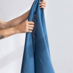 Blue Towel, Bath Sheet, Luxurious Softened Guest Organic Washed Linen Sheet, Linen Towel - thumbnail 2