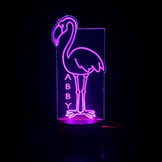 Personalised Flamingo Design Gift Lamp Night Light Kids Bedroom - image 1