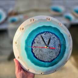 Handmade Ceramic Wall Clock - Crackle Blue Glaze, Modern Pottery Home Decor - thumbnail 2