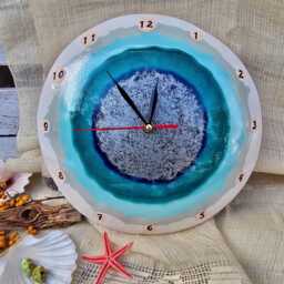 Handmade Ceramic Wall Clock - Crackle Blue Glaze, Modern Pottery Home Decor - thumbnail 4