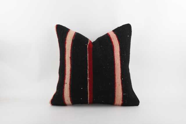 Handmade Turkish Kilim Pillow Cover Ethnic Woven Wool Cushion - 20x20 - image 1