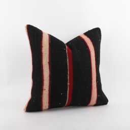 Handmade Turkish Kilim Pillow Cover Ethnic Woven Wool Cushion - 20x20 - thumbnail 3