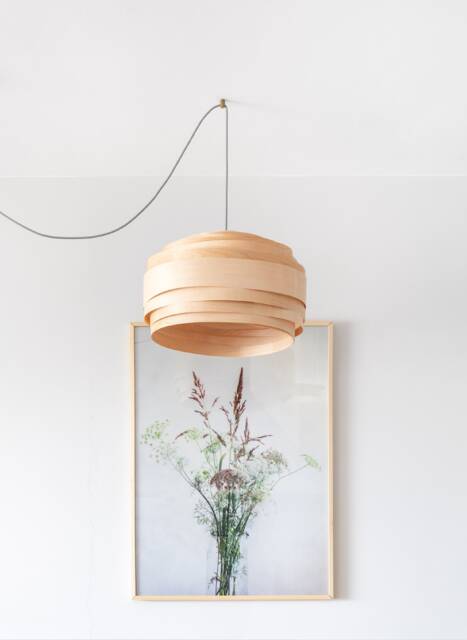 Wood Veneer Chandelier Mid-Century - Japandi Hanging Light Fixture- Kitchen-And-Dining Lampshade For Ceiling Or Staircase Area Cloud - image 1