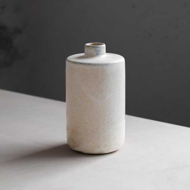 Wheel-Thrown White Ceramic Vase - Handmade Minimalist Stoneware For Elegant Home Decor in Stock
