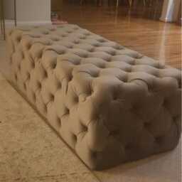 Large Chesterfield Velvet Ottoman - Tufted Footstool, Coffee Table - 120x46x34cm - thumbnail 2