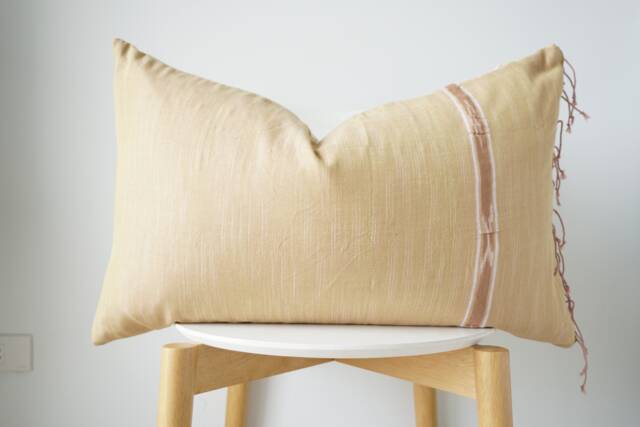 "Brown Tribal Hemp Hand Woven Natural Dye Color Pillow Cover 16"" X 26" - image 1