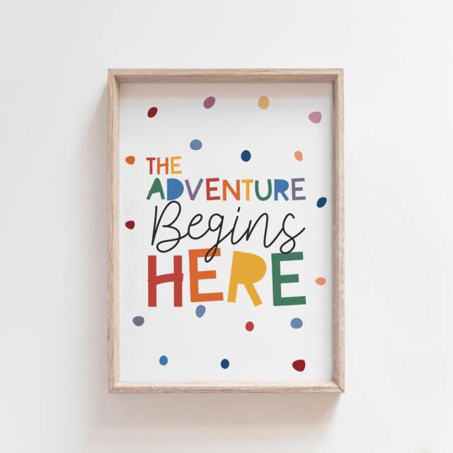 Colourful Playroom Prints, Kids Wall Art, Adventure Rainbow Nursery Boys Bedroom, Room - image 1