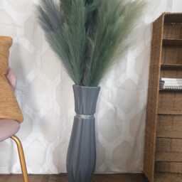 Tall White With Gold Band Ceramic Urn Vase To Create Artificial Or Dried Flower Arrangements 60cm Floor Standing Vase For Willows Pampas - thumbnail 2