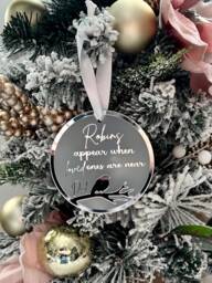 Personalised Robin Tree Decoration, Memorial Christmas Bauble, Decoration For Lost Loved Ones - thumbnail 1