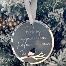 Personalised Robin Tree Decoration, Memorial Christmas Bauble, Decoration For Lost Loved Ones - thumbnail 3