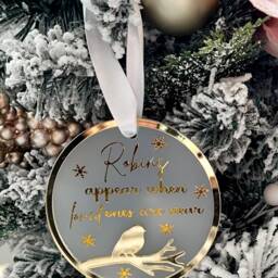 Personalised Robin Tree Decoration, Memorial Christmas Bauble, Decoration For Lost Loved Ones - thumbnail 2