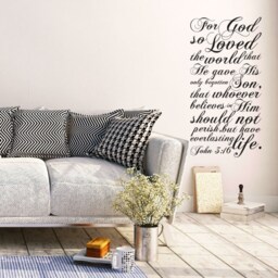 John 316 Bible Verse Quote For God So Loved The World - Book Of Custom Wall Vinyl Decal - thumbnail 2